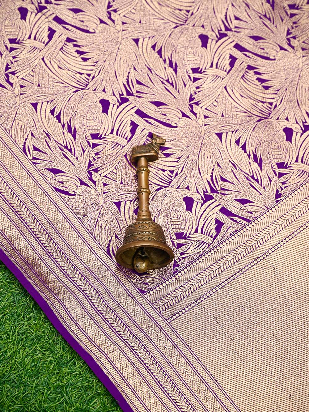 Purple Silk Shikargah Brocade Handloom Banarasi Saree - Sacred Weaves