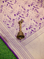 Purple Silk Shikargah Brocade Handloom Banarasi Saree - Sacred Weaves