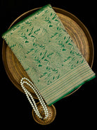 Bottle Green Silk Shikargah Brocade Handloom Banarasi Saree - Sacred Weaves