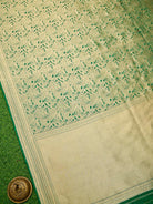 Bottle Green Silk Shikargah Brocade Handloom Banarasi Saree - Sacred Weaves