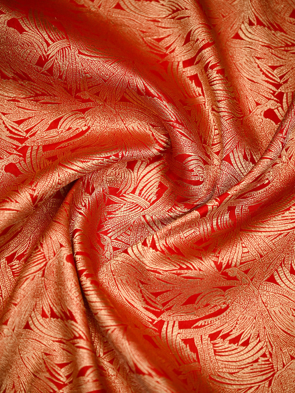 Red Silk Shikargah Brocade Handloom Banarasi Saree - Sacred Weaves