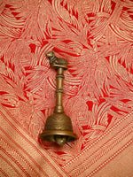 Red Silk Shikargah Brocade Handloom Banarasi Saree - Sacred Weaves