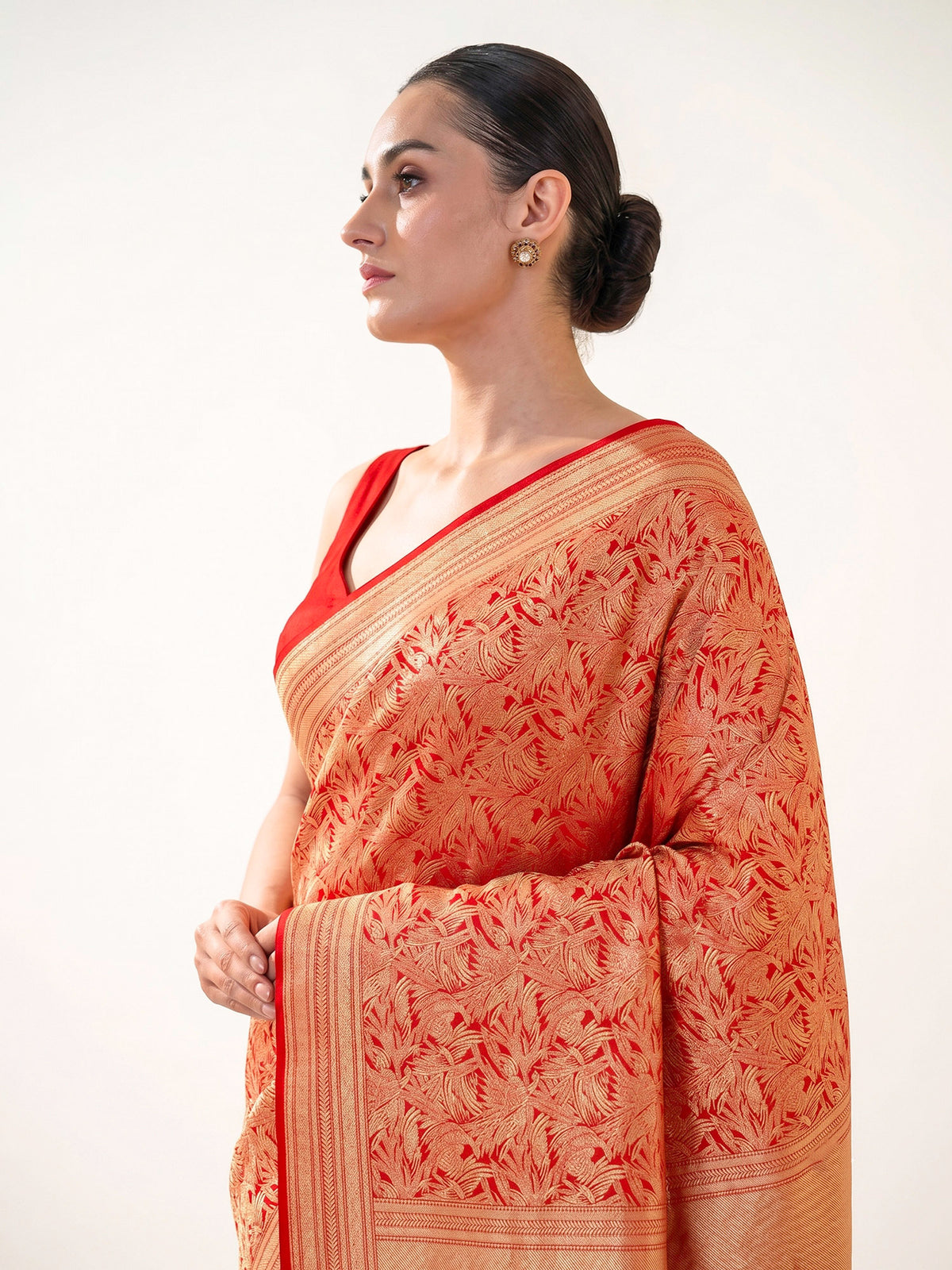Red Silk Shikargah Brocade Handloom Banarasi Saree - Sacred Weaves