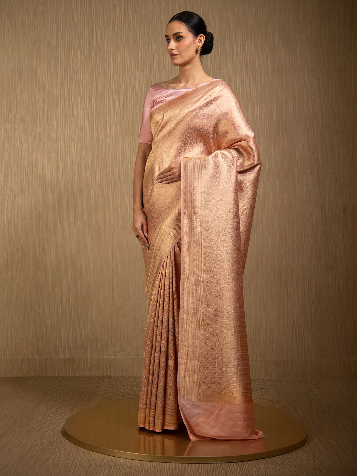 Pastel Pink Silk Brocade Handloom Banarasi Saree