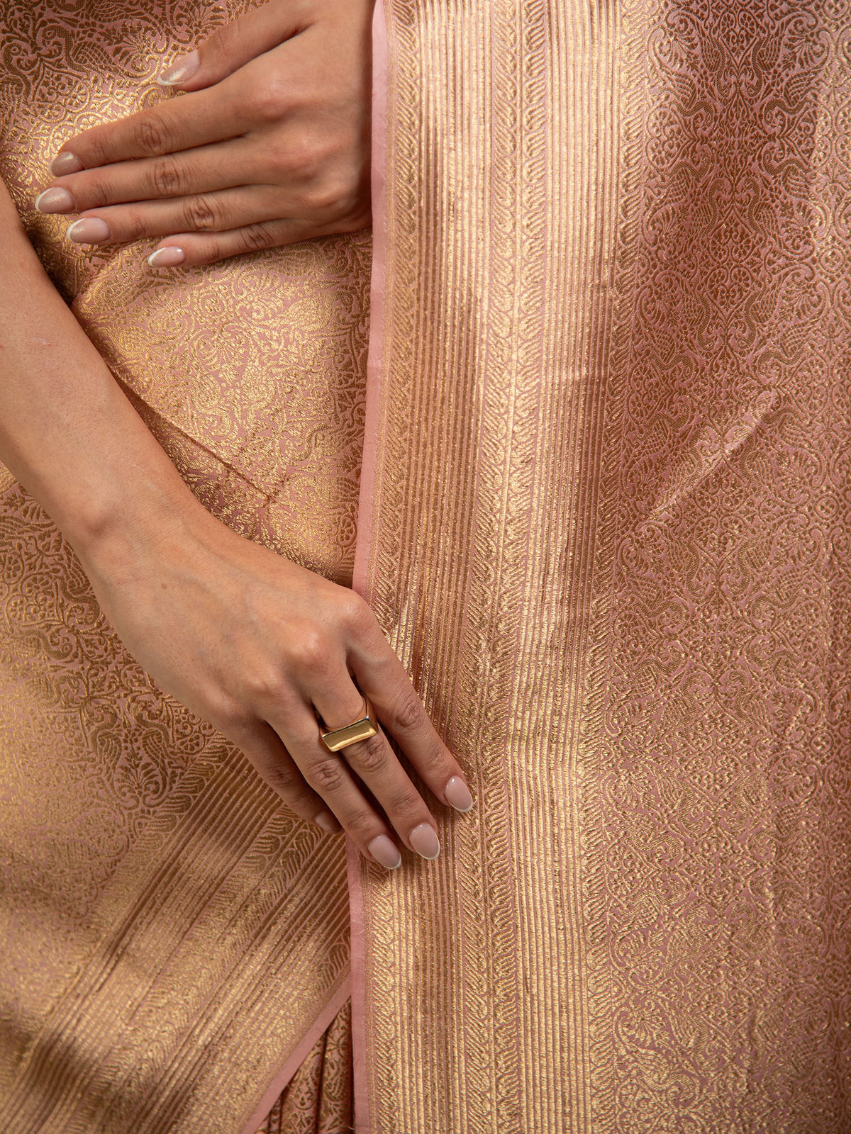 Pastel Pink Silk Brocade Handloom Banarasi Saree