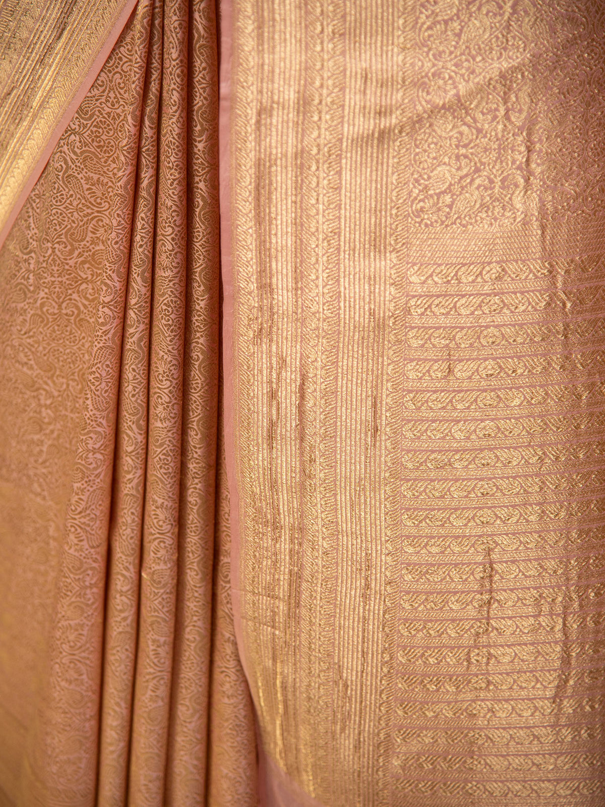 Pastel Pink Silk Brocade Handloom Banarasi Saree