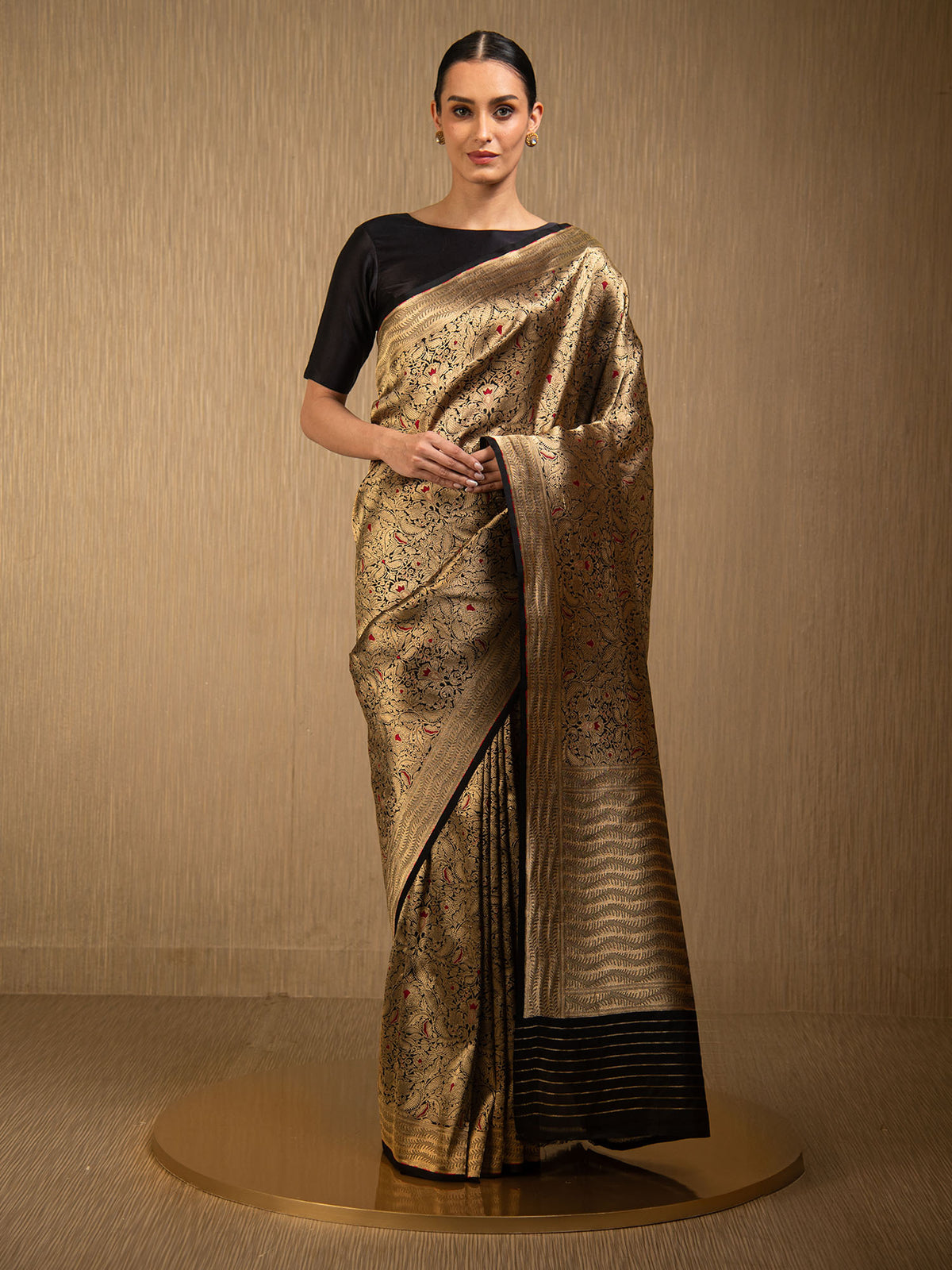 Black Meenakari Silk Brocade Handloom Banarasi Saree