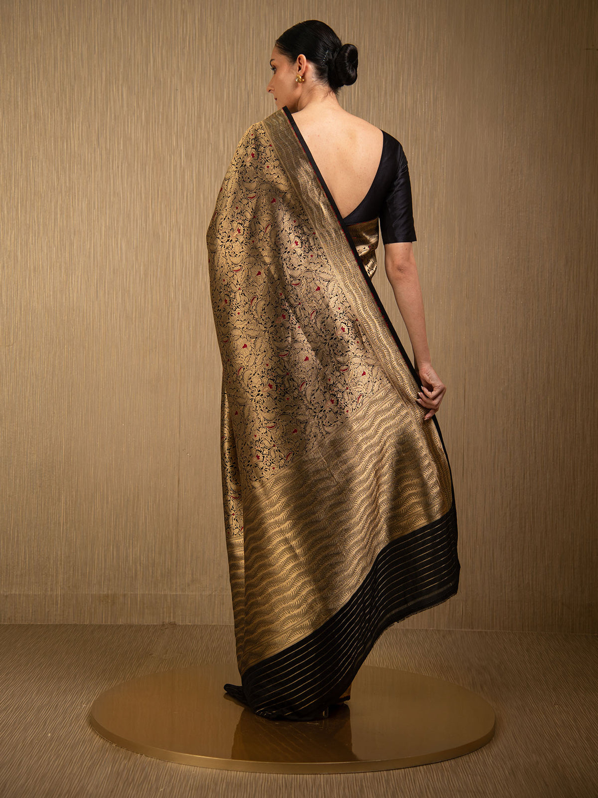 Black Meenakari Silk Brocade Handloom Banarasi Saree