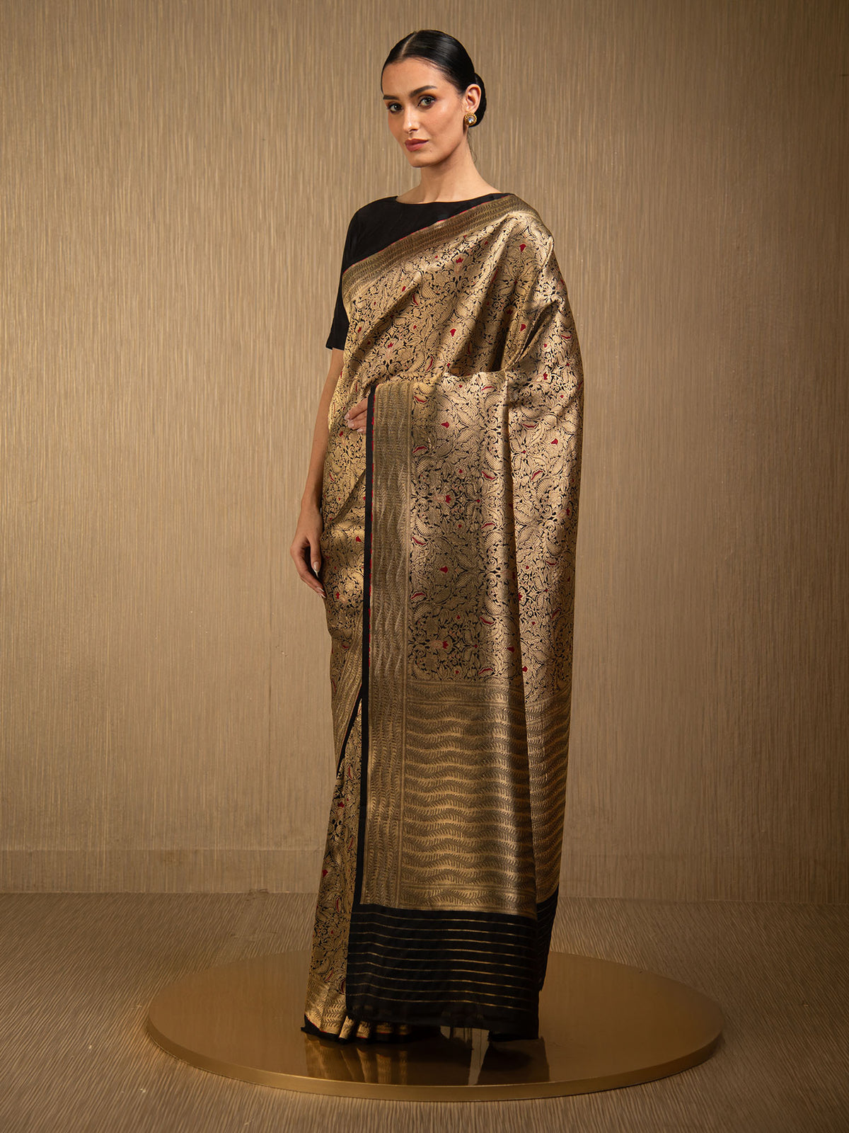 Black Meenakari Silk Brocade Handloom Banarasi Saree