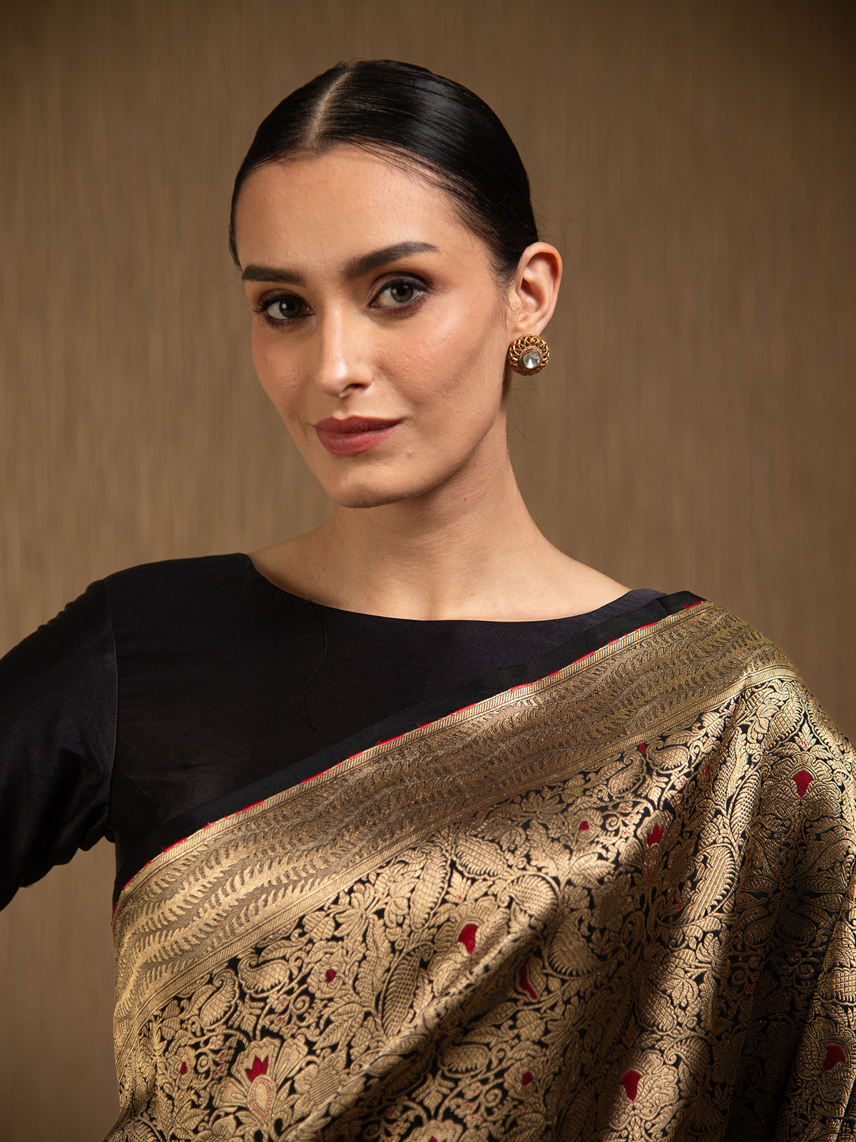 Black Meenakari Silk Brocade Handloom Banarasi Saree