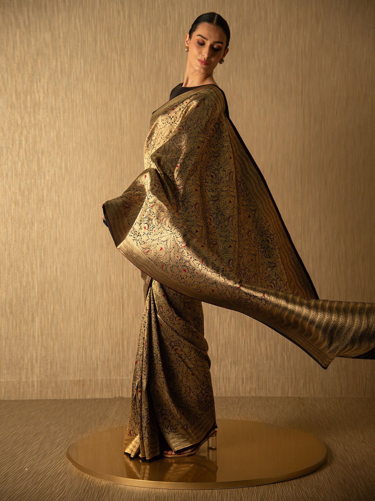 Black Meenakari Silk Brocade Handloom Banarasi Saree