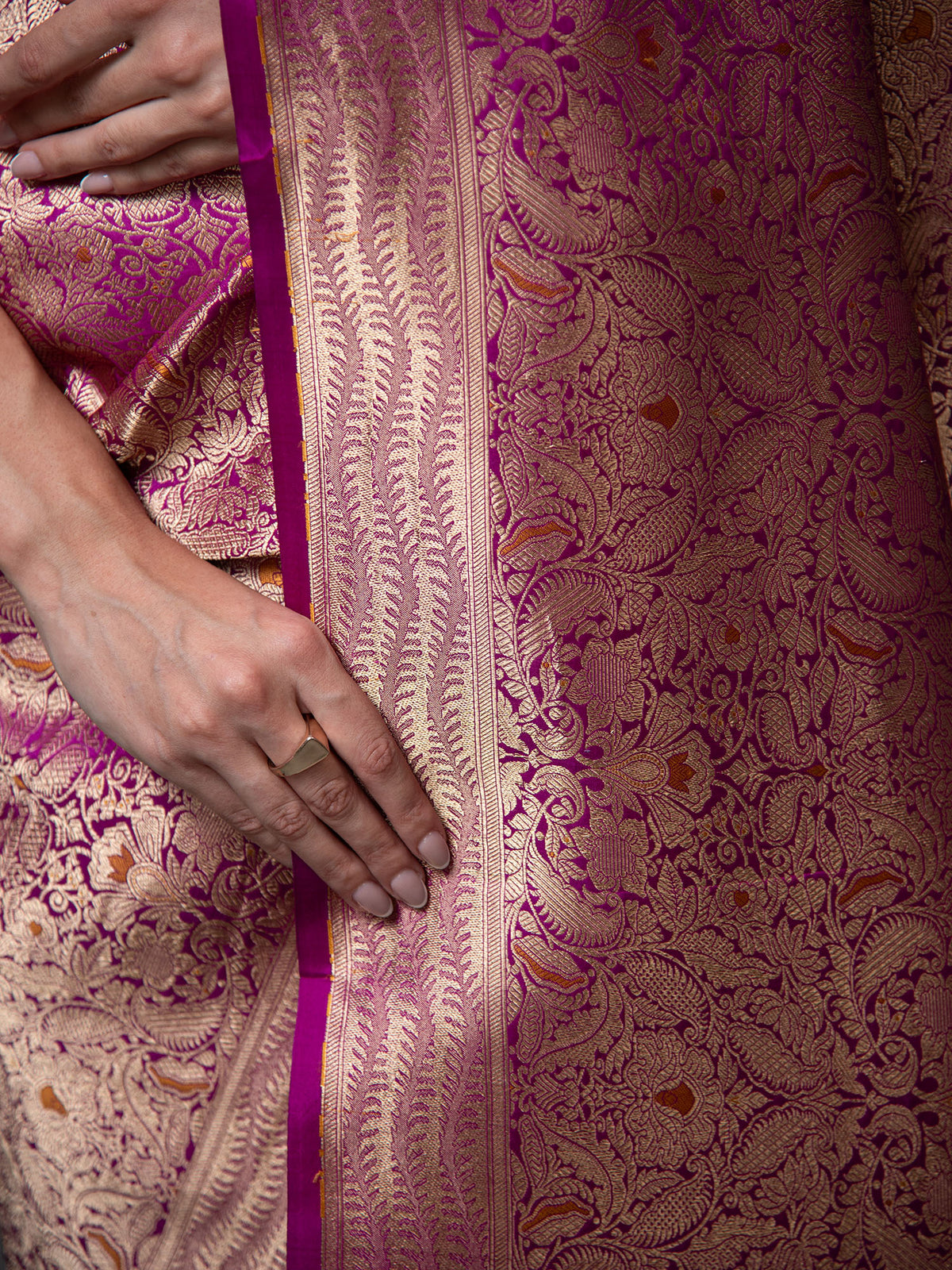 Dark Magenta Meenakari Silk Brocade Handloom Banarasi Saree