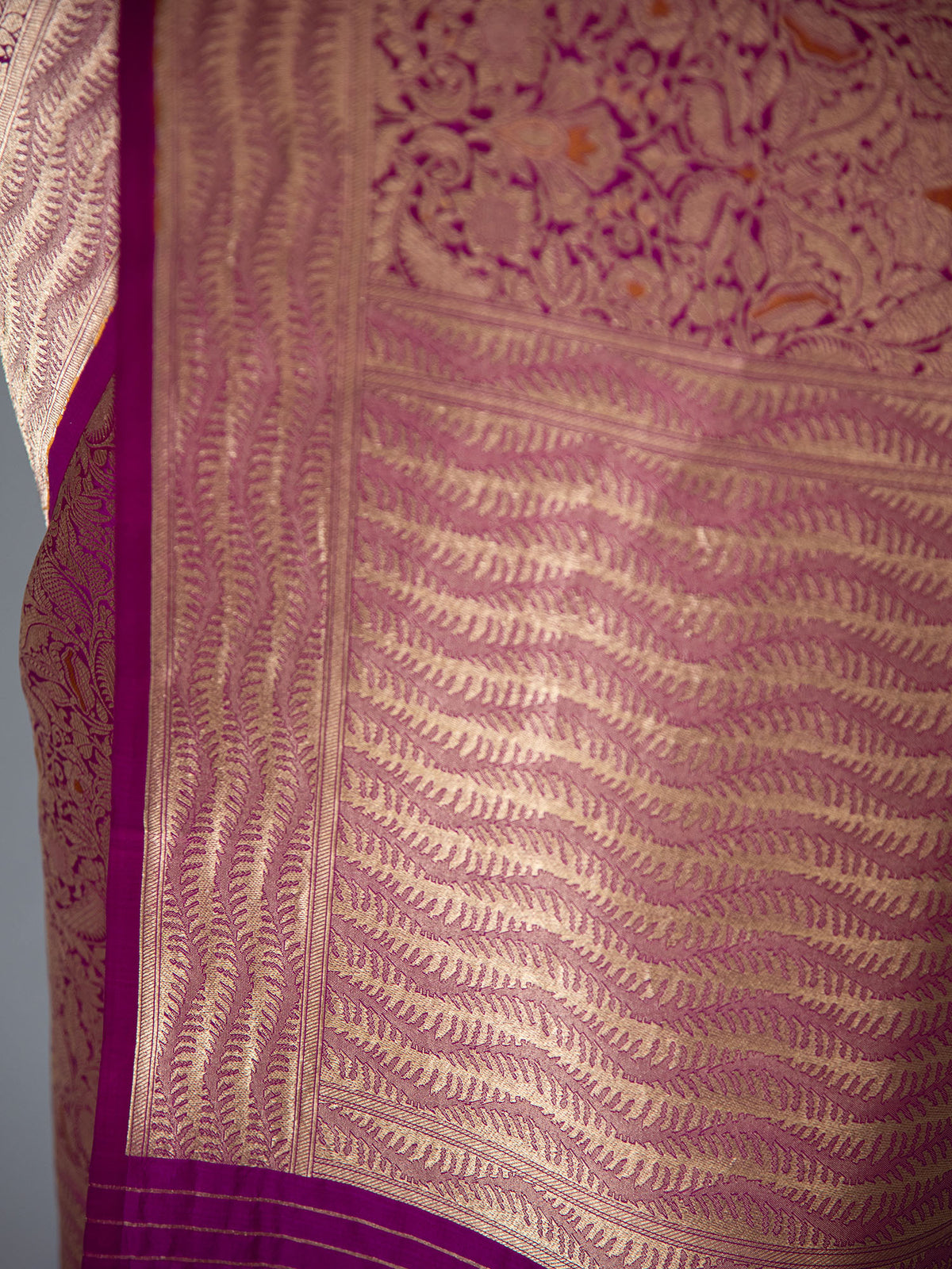 Dark Magenta Meenakari Silk Brocade Handloom Banarasi Saree
