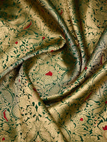 Bottle Green Meenakari Silk Brocade Handloom Banarasi Saree - Sacred Weaves