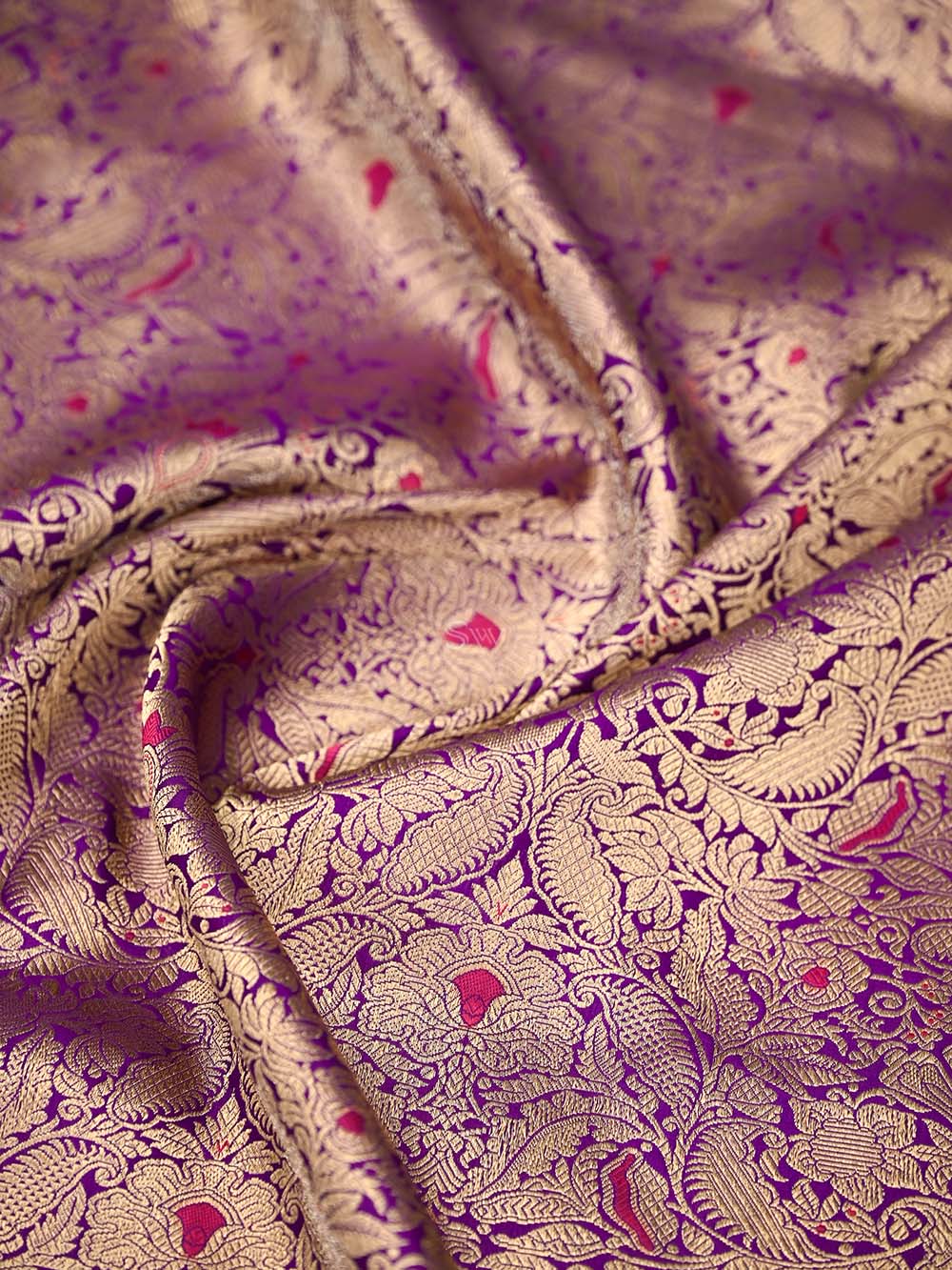 Purple Meenakari Silk Brocade Handloom Banarasi Saree - Sacred Weaves