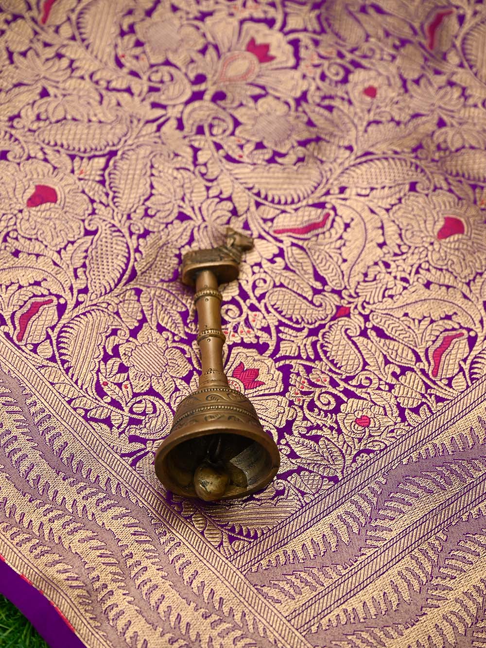Purple Meenakari Silk Brocade Handloom Banarasi Saree - Sacred Weaves