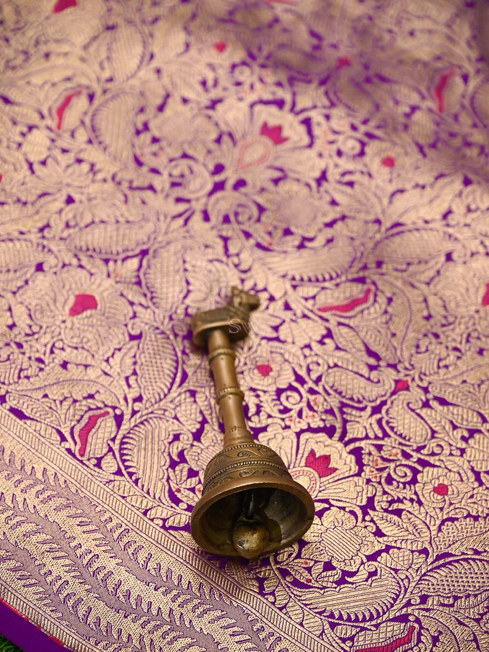 Purple Meenakari Silk Brocade Handloom Banarasi Saree - Sacred Weaves