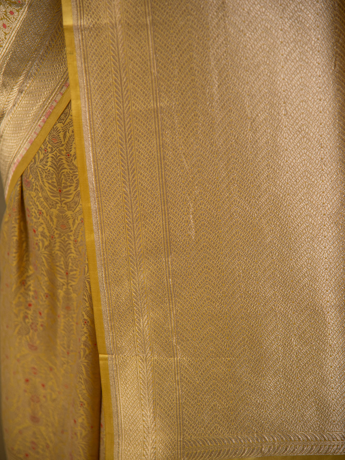 Mustard Meenakari Silk Brocade Handloom Banarasi Saree