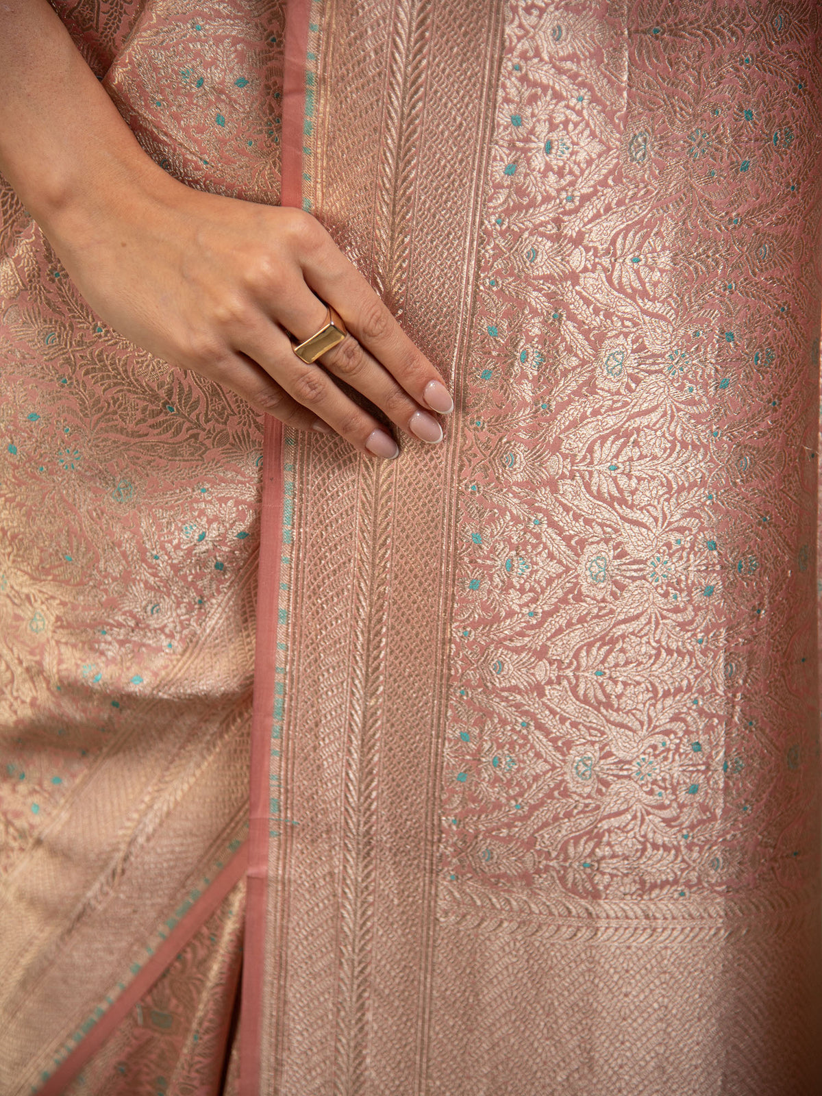 Pastel Pink Meenakari Silk Brocade Handloom Banarasi Saree