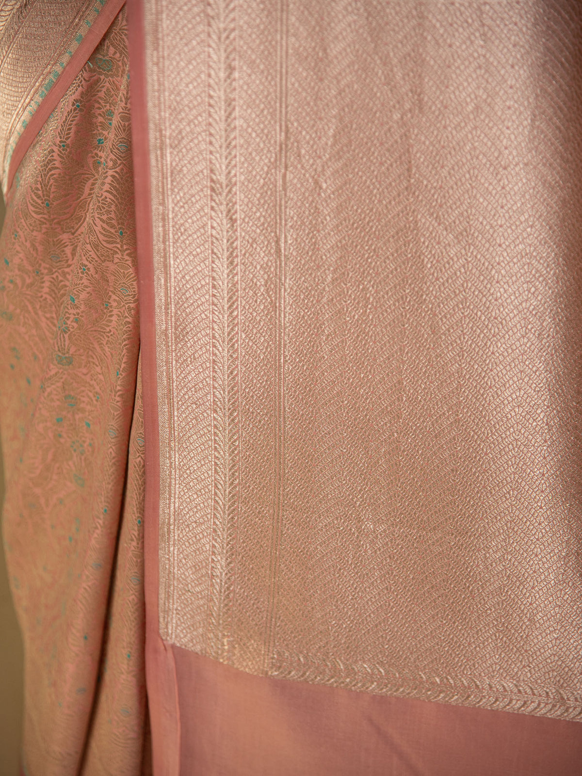 Pastel Pink Meenakari Silk Brocade Handloom Banarasi Saree