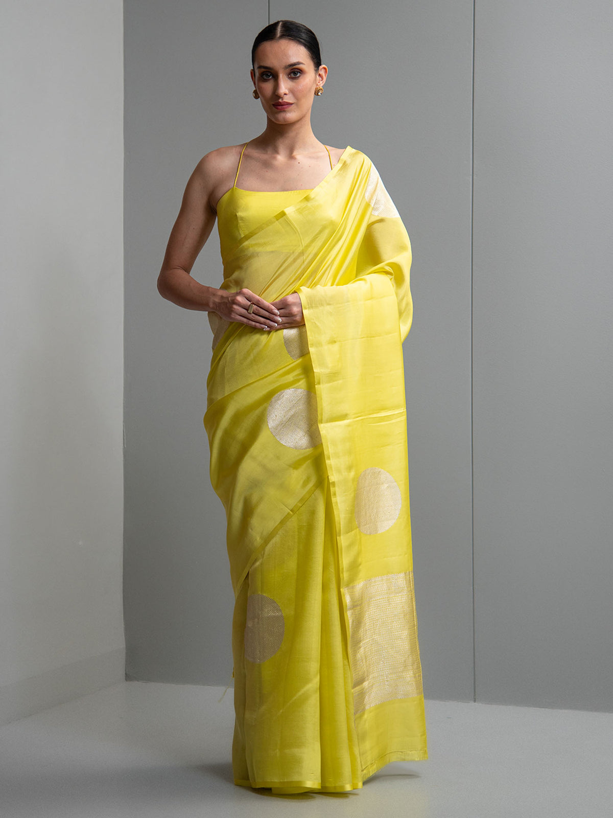 Lime Yellow Boota Pure Silk Handloom Banarasi Saree
