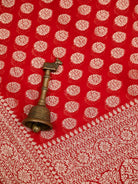 Red Booti Khaddi Georgette Handloom Banarasi Saree - Sacred Weaves
