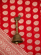 Red Booti Khaddi Georgette Handloom Banarasi Saree - Sacred Weaves