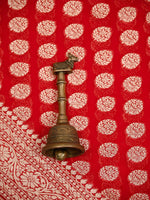 Red Booti Khaddi Georgette Handloom Banarasi Saree - Sacred Weaves