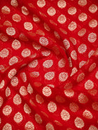 Red Booti Khaddi Georgette Handloom Banarasi Saree - Sacred Weaves