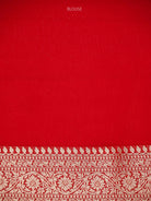 Red Booti Khaddi Georgette Handloom Banarasi Saree - Sacred Weaves