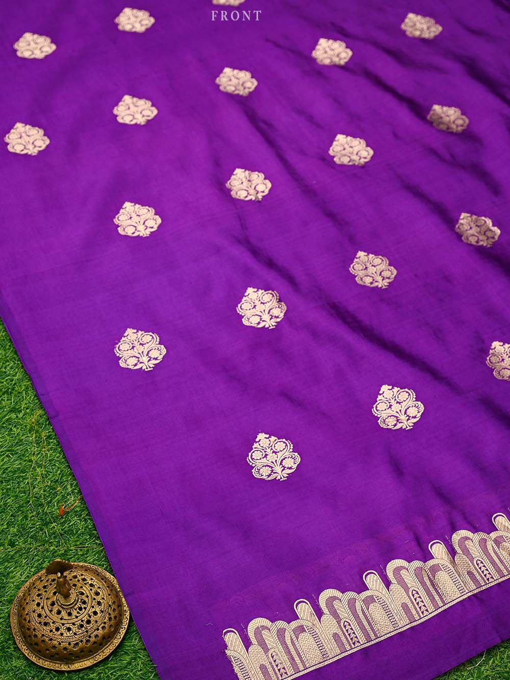 Purple Boota Katan Silk Handloom Banarasi Suit - Sacred Weaves