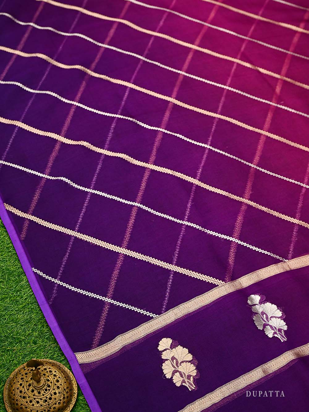 Purple Boota Katan Silk Handloom Banarasi Suit - Sacred Weaves