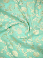 Aqua Green Jaal Khaddi Georgette Handloom Banarasi Saree - Sacred Weaves
