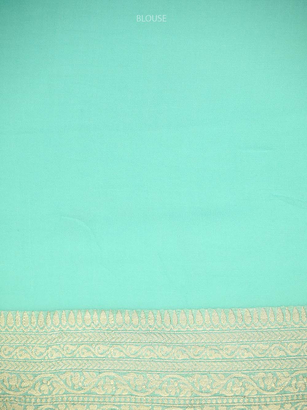 Aqua Green Jaal Khaddi Georgette Handloom Banarasi Saree - Sacred Weaves