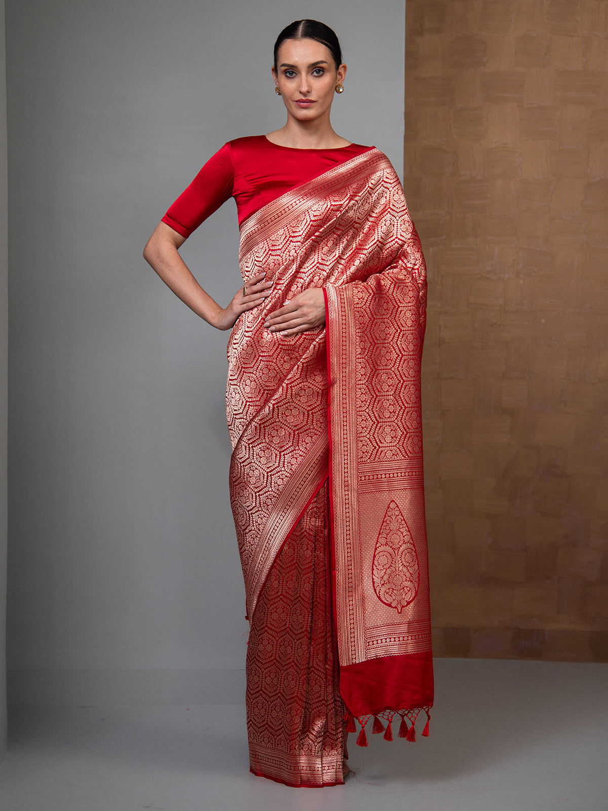 Red Silk Brocade Handloom Banarasi Saree