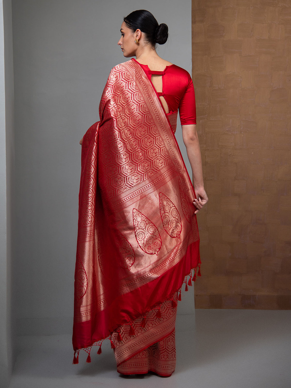 Red Silk Brocade Handloom Banarasi Saree