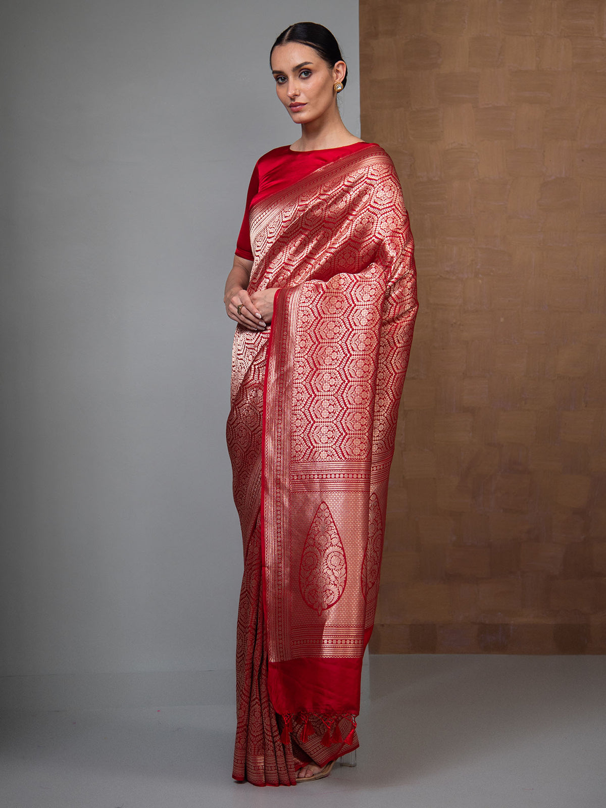 Red Silk Brocade Handloom Banarasi Saree
