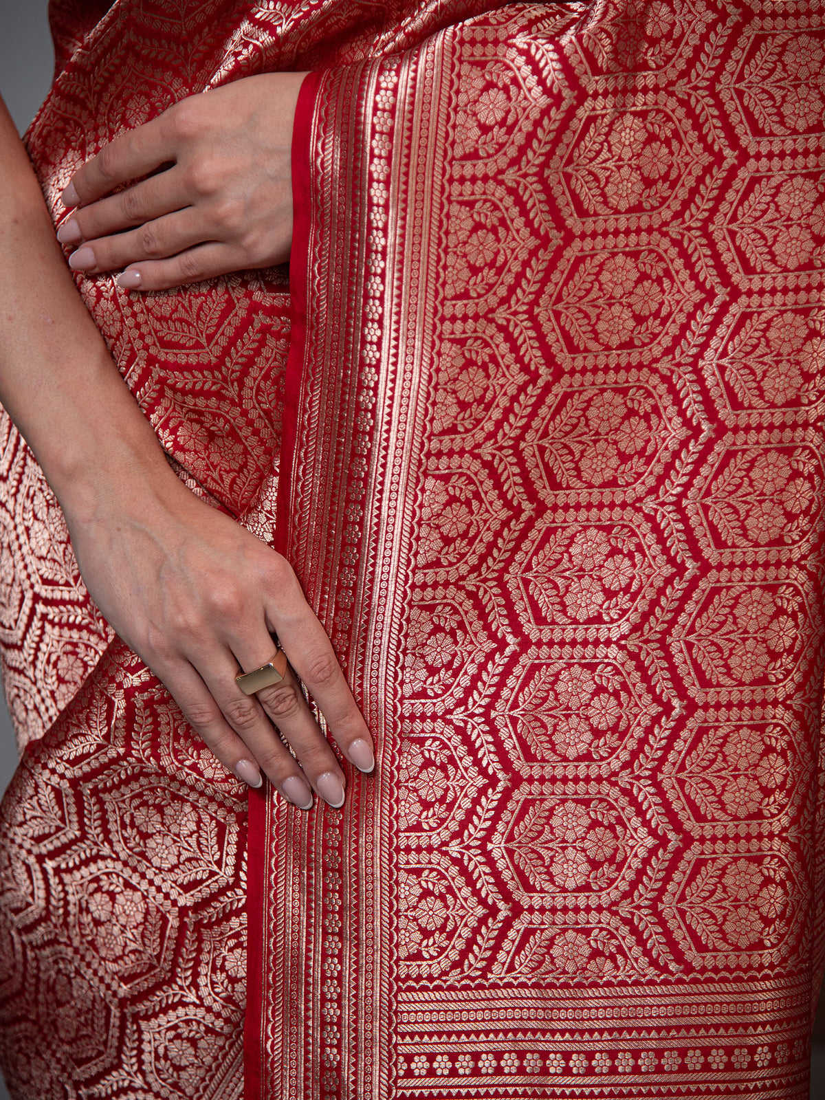 Red Silk Brocade Handloom Banarasi Saree