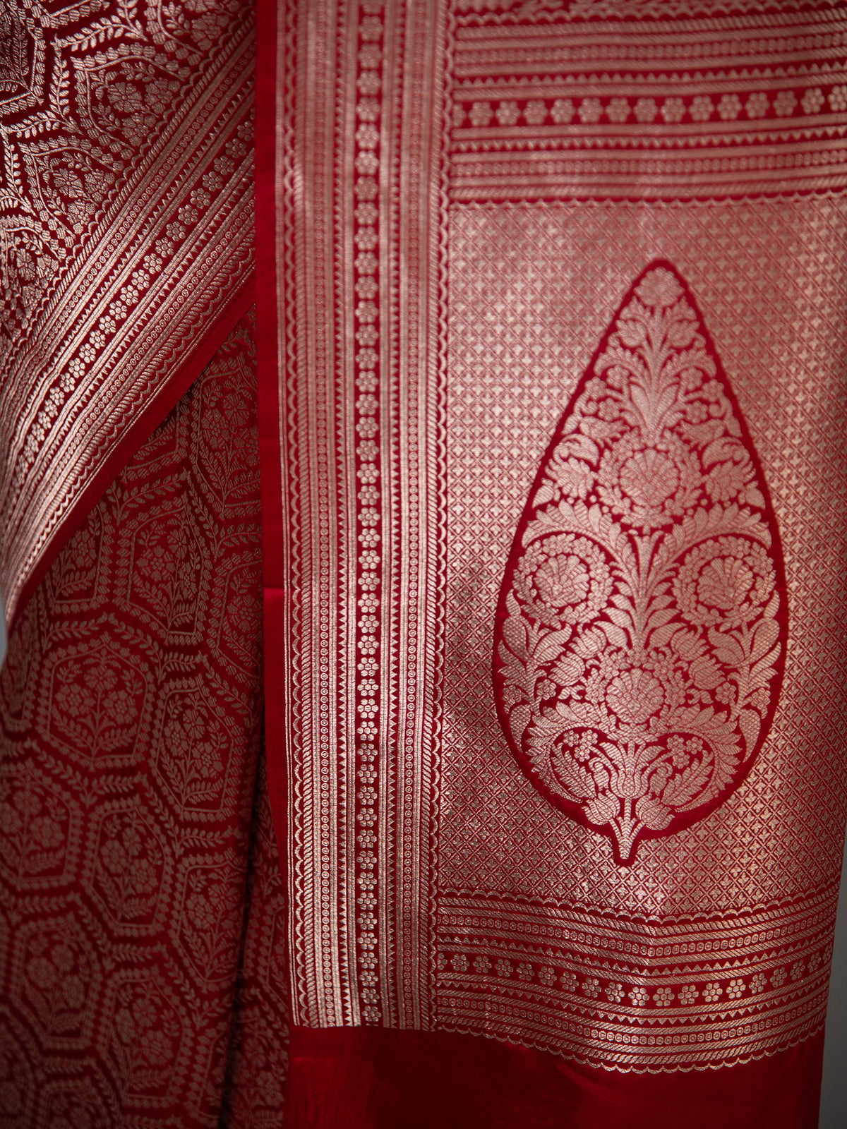 Red Silk Brocade Handloom Banarasi Saree