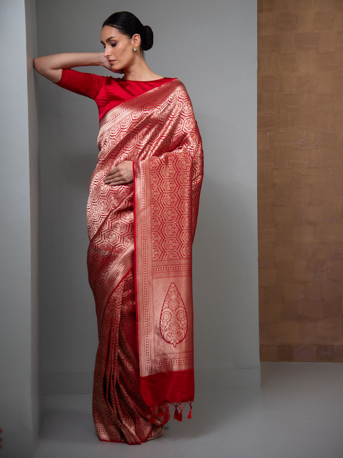 Red Silk Brocade Handloom Banarasi Saree