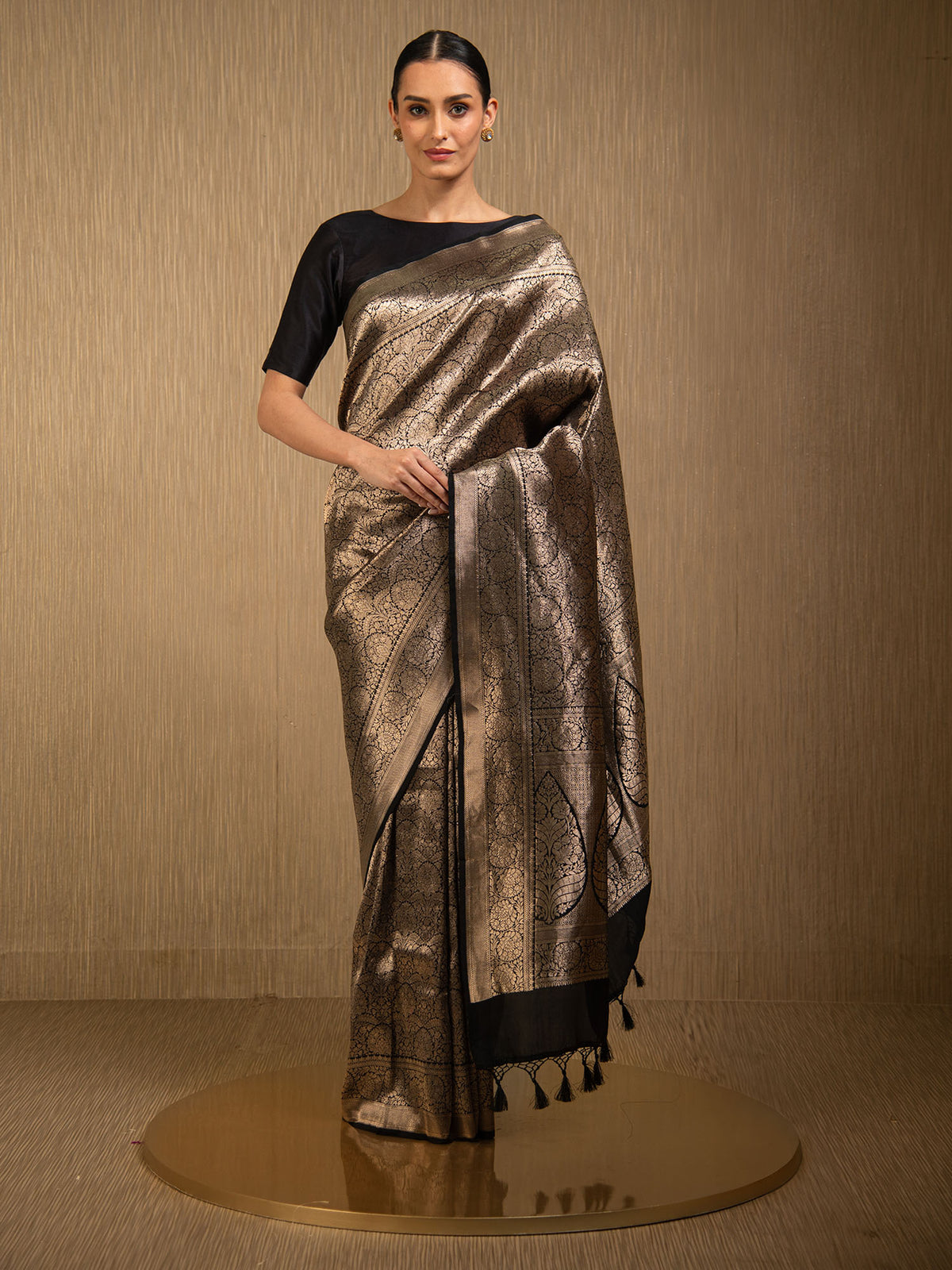 Black Silk Brocade Handloom Banarasi Saree