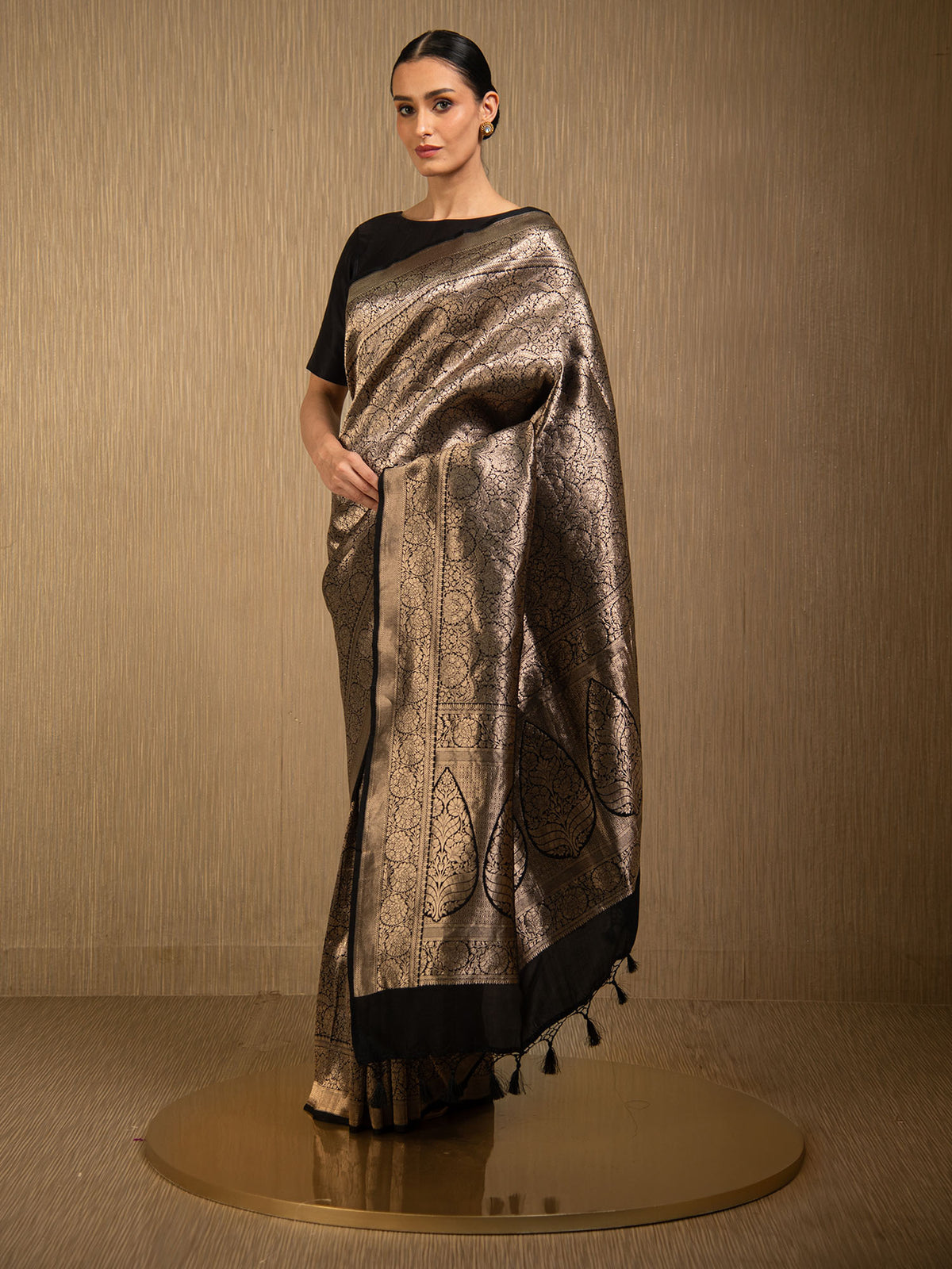 Black Silk Brocade Handloom Banarasi Saree