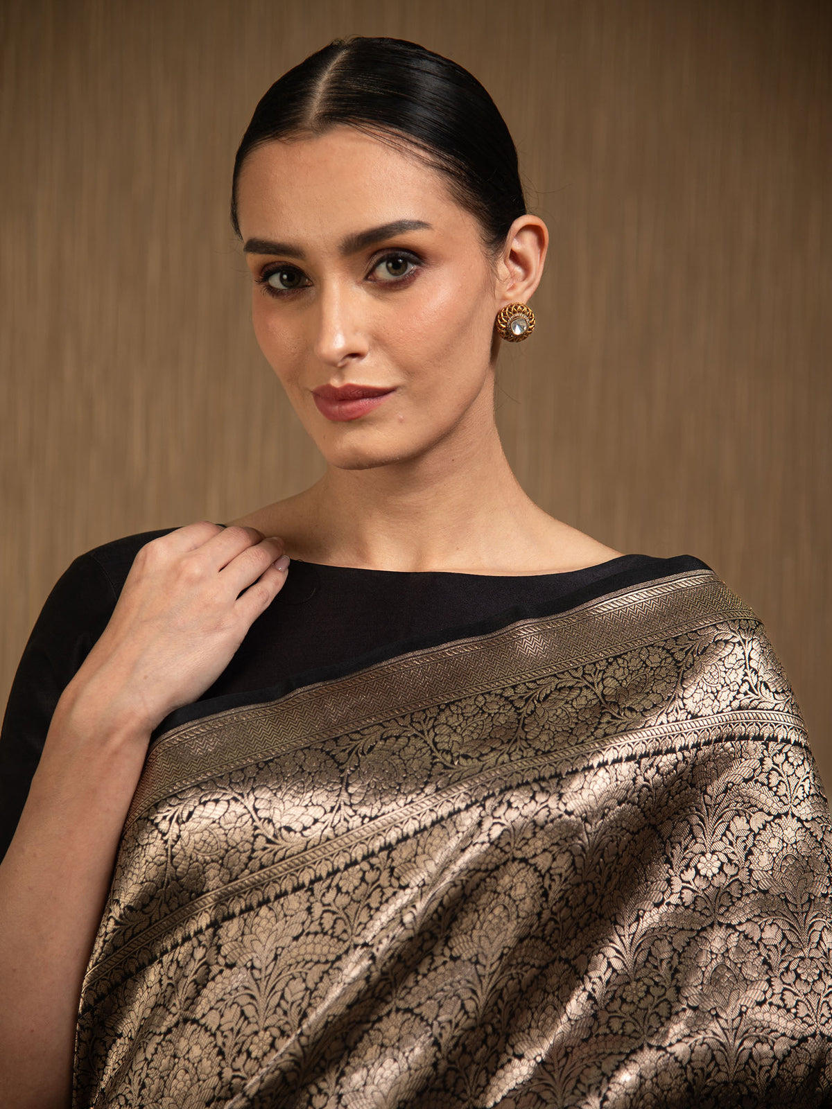 Black Silk Brocade Handloom Banarasi Saree