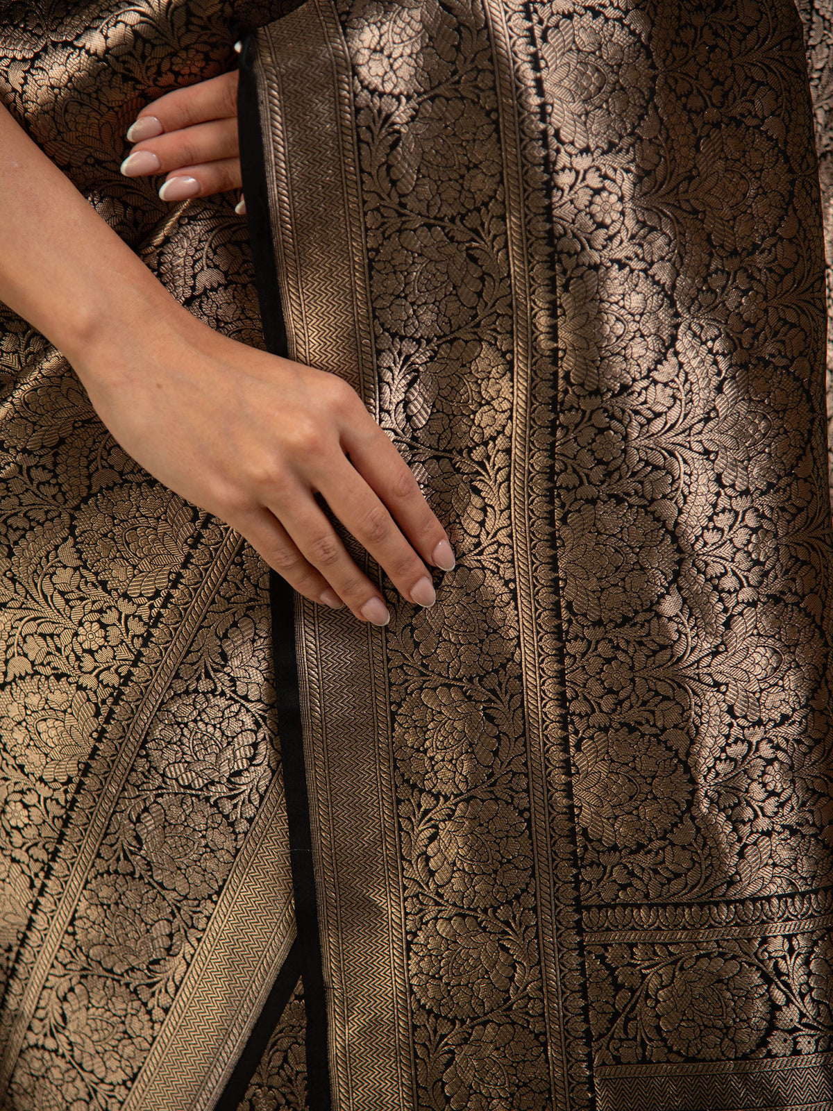 Black Silk Brocade Handloom Banarasi Saree