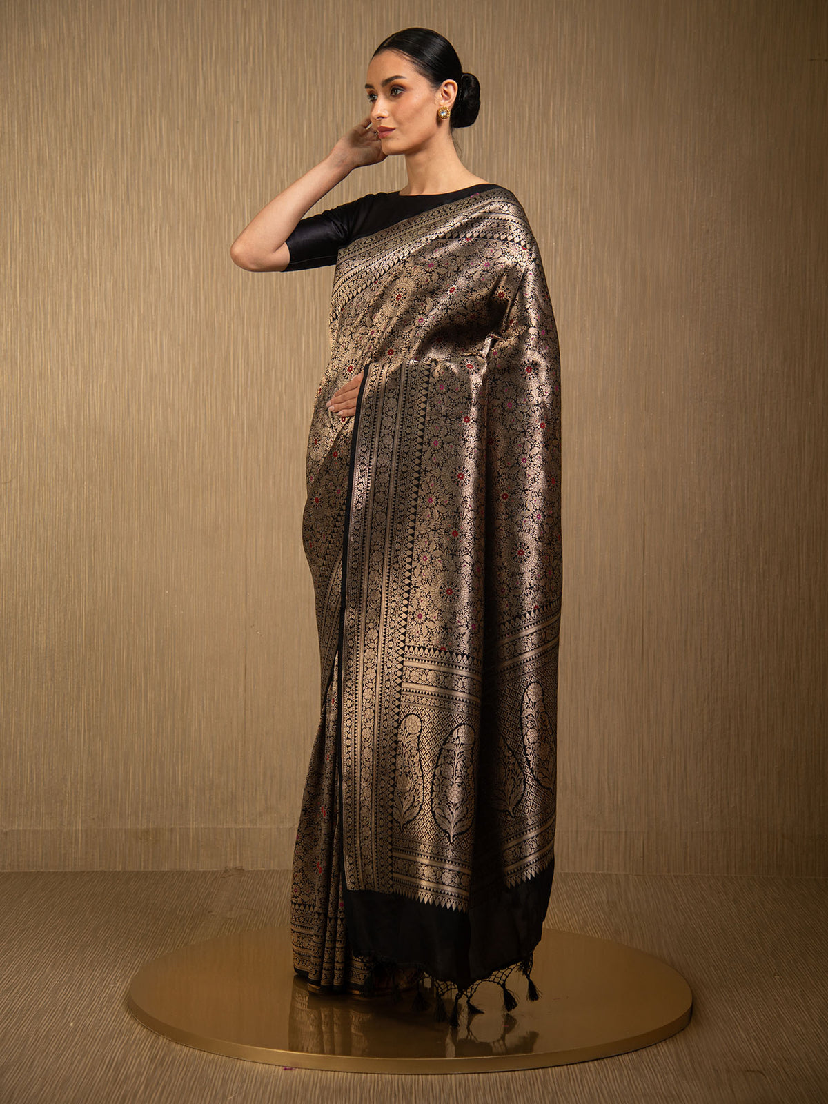 Black Meenakari Silk Brocade Handloom Banarasi Saree