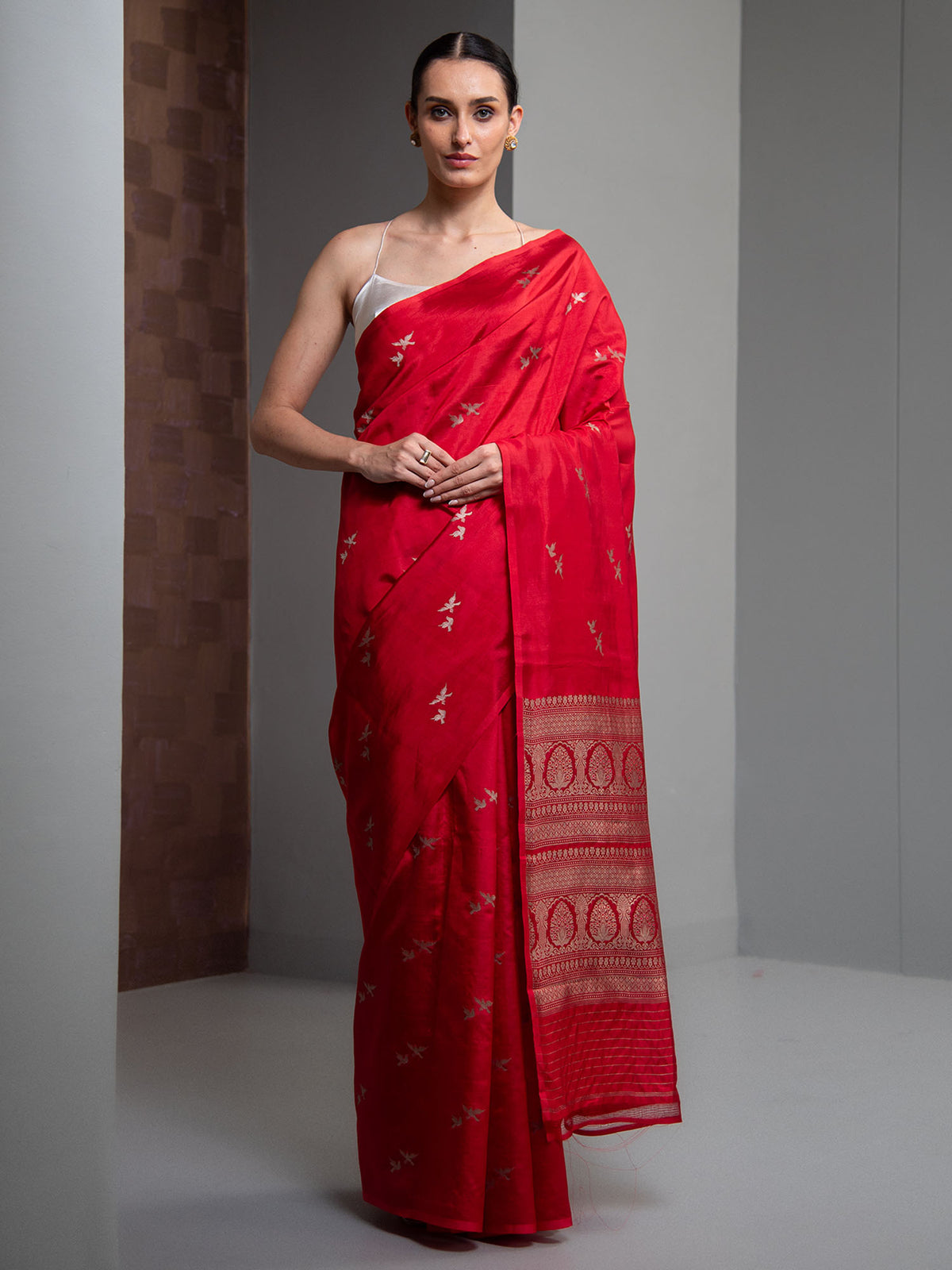 Red Meenakari Pure Silk Handloom Banarasi Saree