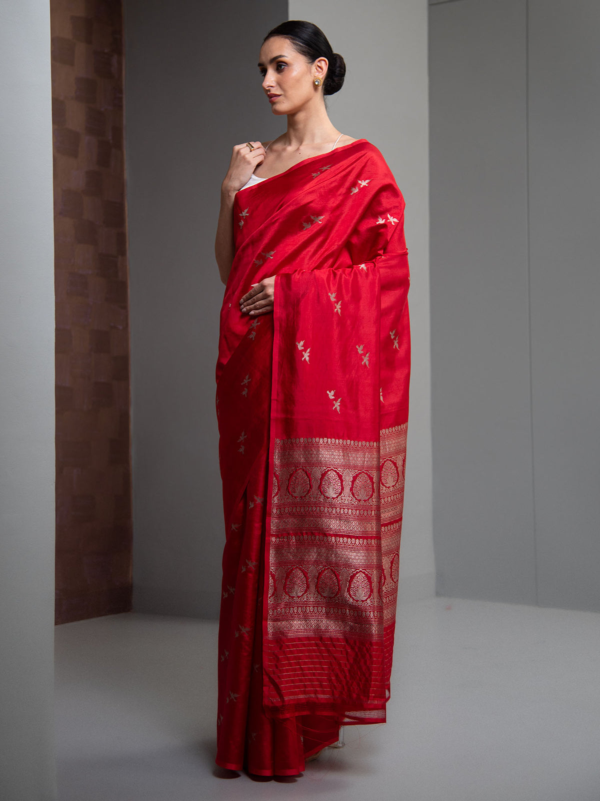 Red Meenakari Pure Silk Handloom Banarasi Saree