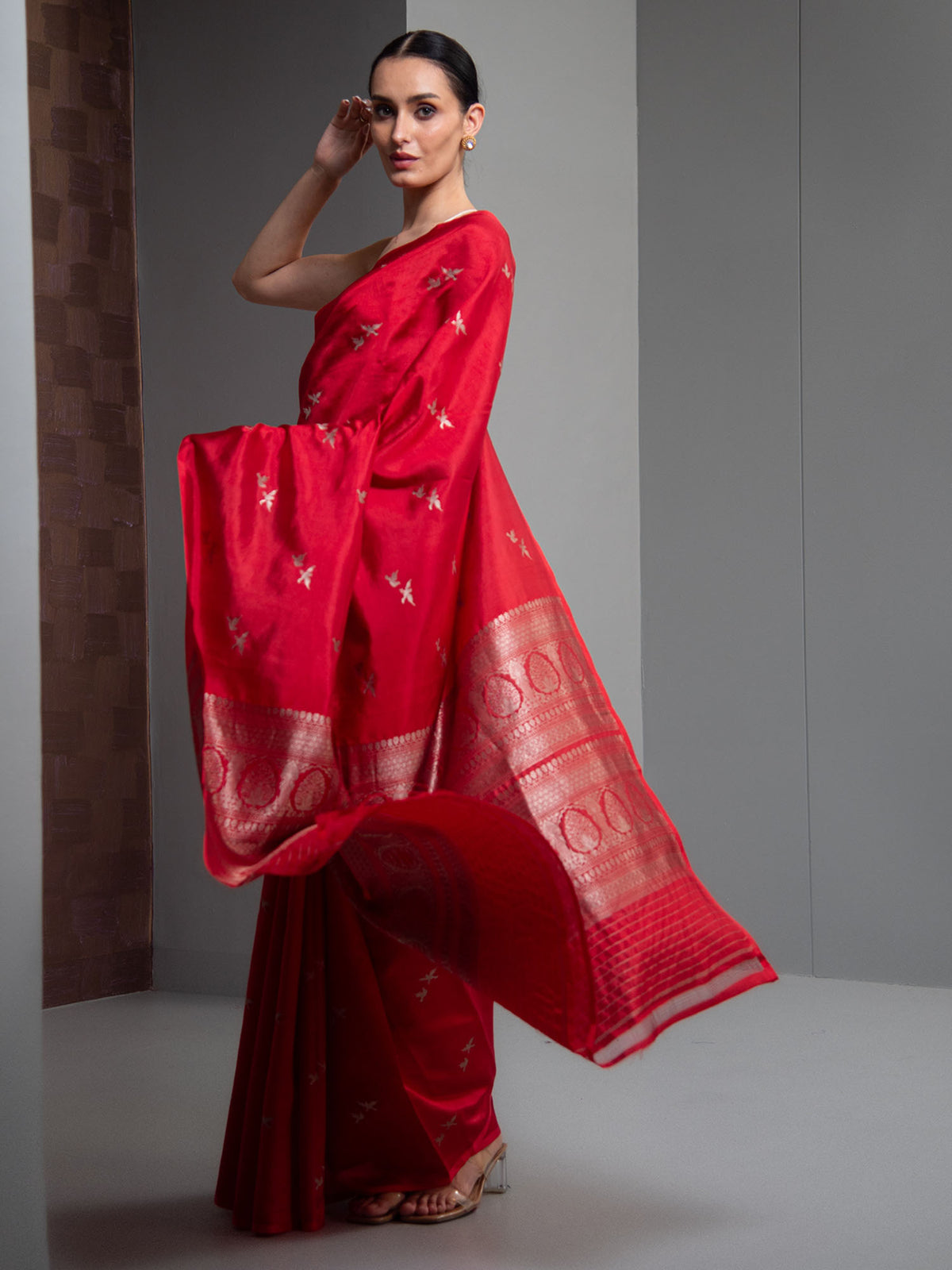 Red Meenakari Pure Silk Handloom Banarasi Saree