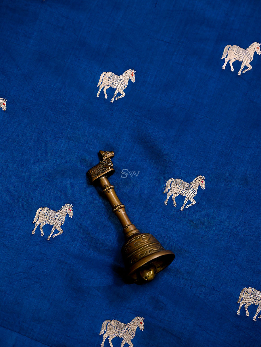 Midnight Blue Meenakari Booti Katan Silk Handloom Banarasi Saree - Sacred Weaves