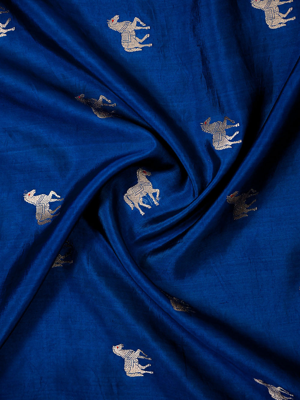 Midnight Blue Meenakari Booti Katan Silk Handloom Banarasi Saree - Sacred Weaves